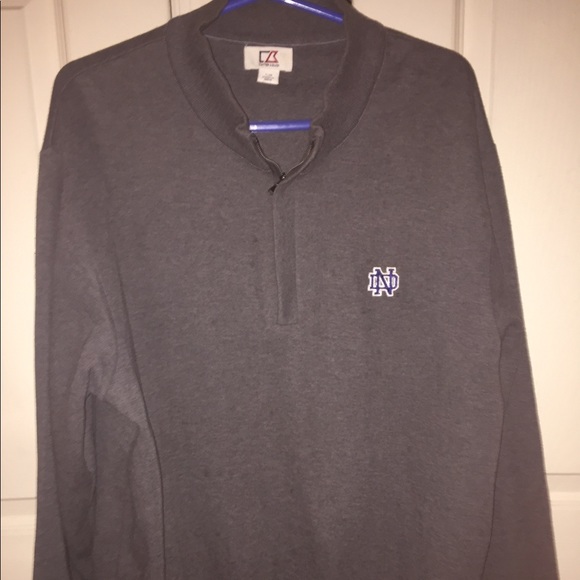Notre Dame Mens LG Cutter & Buck 1/4 Zip Pullover - Picture 1 of 3